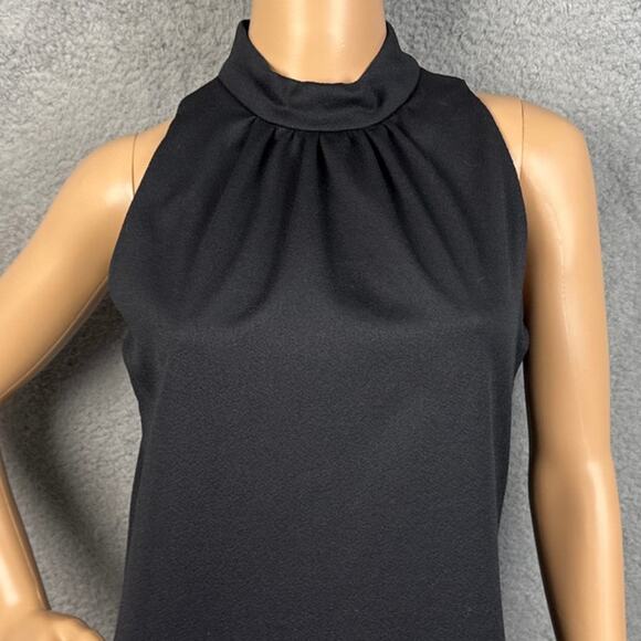 Vintage Sears Fashion Black Halter Maxi Dress Double Side Slit Whimsygoth 70's - Picture 4 of 10